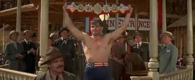 When I put on the gloves now
and defend this here belt... - The Great White Hope
