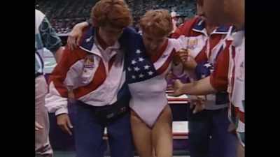 When Kerri Strug broke her foot, - Strip Down, Rise Up