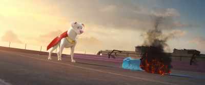 When it leaves
Earth's atmosphere, - DC League of Super Pets