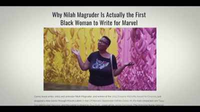 When the conversation turned to
the first black women writing for Marvel, - Marvel's 616
