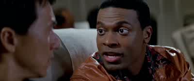 When the shooting started he was way too coolWhen people start shooting white people ain't that coolThey either running around hiding behind tablesor screaming like Aah - Rush Hour 2