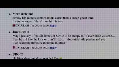 When the stuff about
"Jimmy Savile is a pedophile" - Jimmy Savile: A British Horror Story