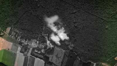 Where the bombs hit the freshly-poured
concrete, there is total devastation. - World War II: Secrets from Above