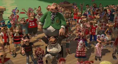 Where's your helmetsWhich one's the quarterbackPick up the ball Pick up the ballOh these Brits don't know the first thing about football - Flushed Away