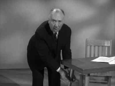 While I'm getting out of this,
perhaps we better begin our play. - Alfred Hitchcock Presents