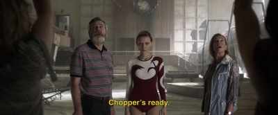 -[whimpering]
-[helicopter approaching] - The Spy Who Dumped Me