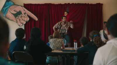 (WHINING
IN HIGH-PITCHED TONE) - Theater Camp