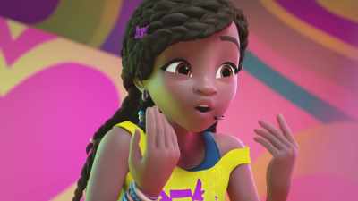 [WHISPERS]
Everybody gather 'round,
time to turn the volume down. - LEGO Friends: Girls on a Mission