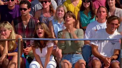 [WHISTLE BLOWS]
[CROWD CHEERS] - Baywatch