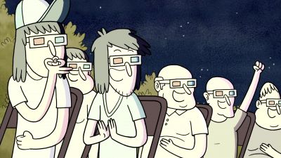 Whoa, did you see that zombie get a discus to the face? - Regular Show