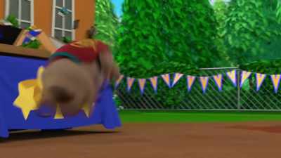 -Whoa! [grunts]
-[crashing] - The Chicken Squad