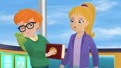 Whoa! Holographic books! - The Magic School Bus Rides Again: The Frizz Connection