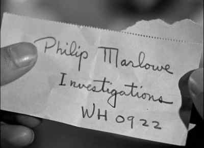 - Whose handwriting is this?
- I found it on Marriott. - Murder, My Sweet