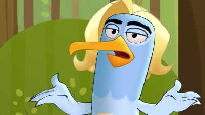 Why aren't you cowering
or defending your camp? - Angry Birds: Summer Madness
