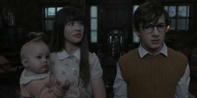 Why don't Klaus, Sunny and I
wait with Mr. Poe, - A Series of Unfortunate Events