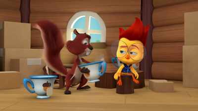 Why don't you sit down,
have a snack first, - The Chicken Squad