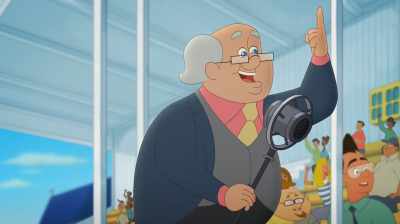 Why, it's Princess Isabel
gaining on the lead! - Curious George: Royal Monkey