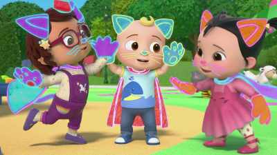 -with a cape.
-We're supercats. - CoComelon Lane