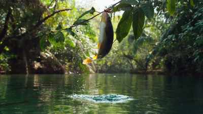 With a split-second adjustment,
the fish bends in midair - Seven Worlds, One Planet