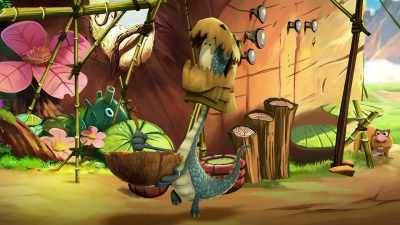 ♪ With a stomp-stomp-stomp
and a roar-roar-roar ♪ - Gigantosaurus