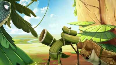 With my banana-peeling machine,
you can do it in half that time! - Gigantosaurus