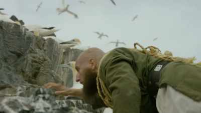 With bare feet,
and a well-practised grip, - Wild Ways of the Vikings