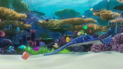 The sea cucumber looks over to the mollusk and saysWith fronds like these who needs anemones - Finding Nemo