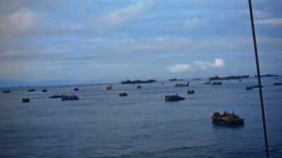 With one signal,
the barrage begins. - The Pacific War in Color