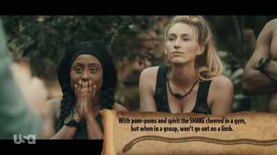 - "With pom-poms and spirit, - Snake in the Grass