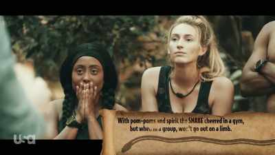 - "With pom-poms and spirit, - Snake in the Grass