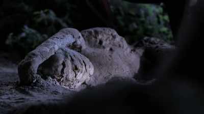 With the arms bent, pulled in
tightly close to the body. - Pompeii: Secrets of the Dead