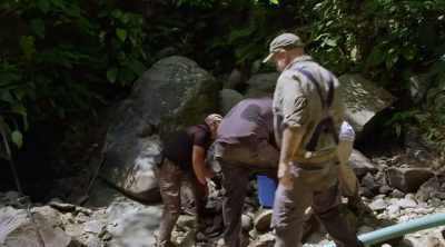 ‐ With their path
blocked by bedrock, - Lost Gold of World War II