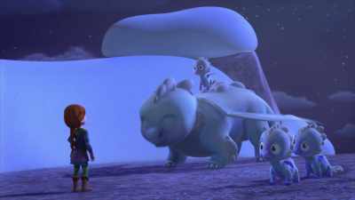 Without you, I'd be sitting here
panicking and sneezing and itching, - Dragons: Rescue Riders: Huttsgalor Holiday