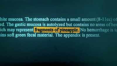 Woman #3: JonBenét had pineapple
that had been recently ingested - How It Really Happened