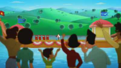 -[woman] Oh, there she is!
-[crowd exclaims] - Curious George: Royal Monkey