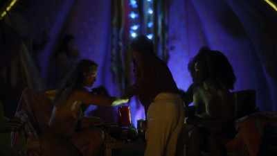 [women chatting, laughing] - Dollface