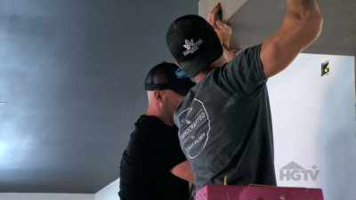 Worker: Clamp it to that piece
of strapping on the ceiling. - Island of Bryan