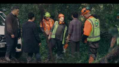 [WORKERS EXCLAIM,
CHAINSAWS TURN OFF] - Mystic