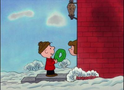 Would you like to buy a Christmas wreath - It's Christmastime Again, Charlie Brown