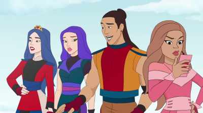 Wow. When your dad
burns bridges, he literally
burns bridges. - Descendants: The Royal Wedding