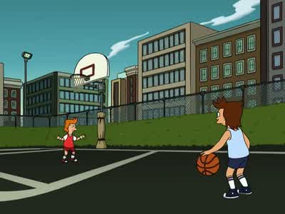 Yancy drives, he goes up with his patented space hook. - Futurama