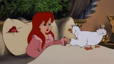 [yawning]
What is this idiot babbling about? - The Little Mermaid Live!