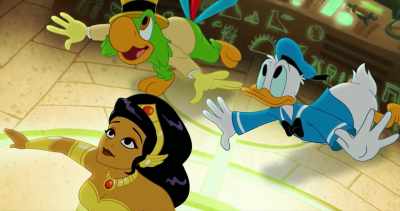 -Yawoo!
-(bell dings) - Legend of the Three Caballeros