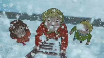 Yay, it's snowing again! - Mog's Christmas