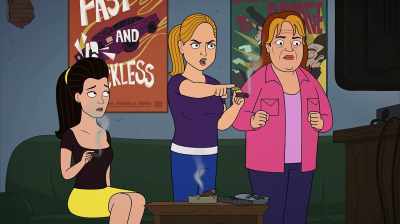 Yeah!
Ask her why her dad isn't there - Corner Gas Animated