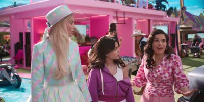 Yeah Buckle up babe chucklesBecause Barbie Land is now Ken LandAnd it's gonna be just like Century City in Los Angelesbecause they had it all figured out in Century CityThe minute you get out of your car you're likeI can't believe how great this place - Barbie