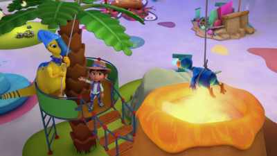 -Yeah, I got ya, dude! Oops!
-[Dudley screams] - Ridley Jones