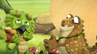 Yeah, and I'll invite Giganto
to thank him for protecting us! - Gigantosaurus
