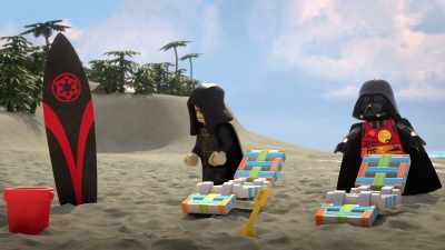 Yeah, the helmet and armor
really scream "paradise." - Lego Star Wars Summer Vacation