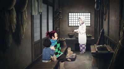 Yes. Let me break up
some old rice cakes. - Demon Slayer -Kimetsu no Yaiba- The Movie: Mugen Train